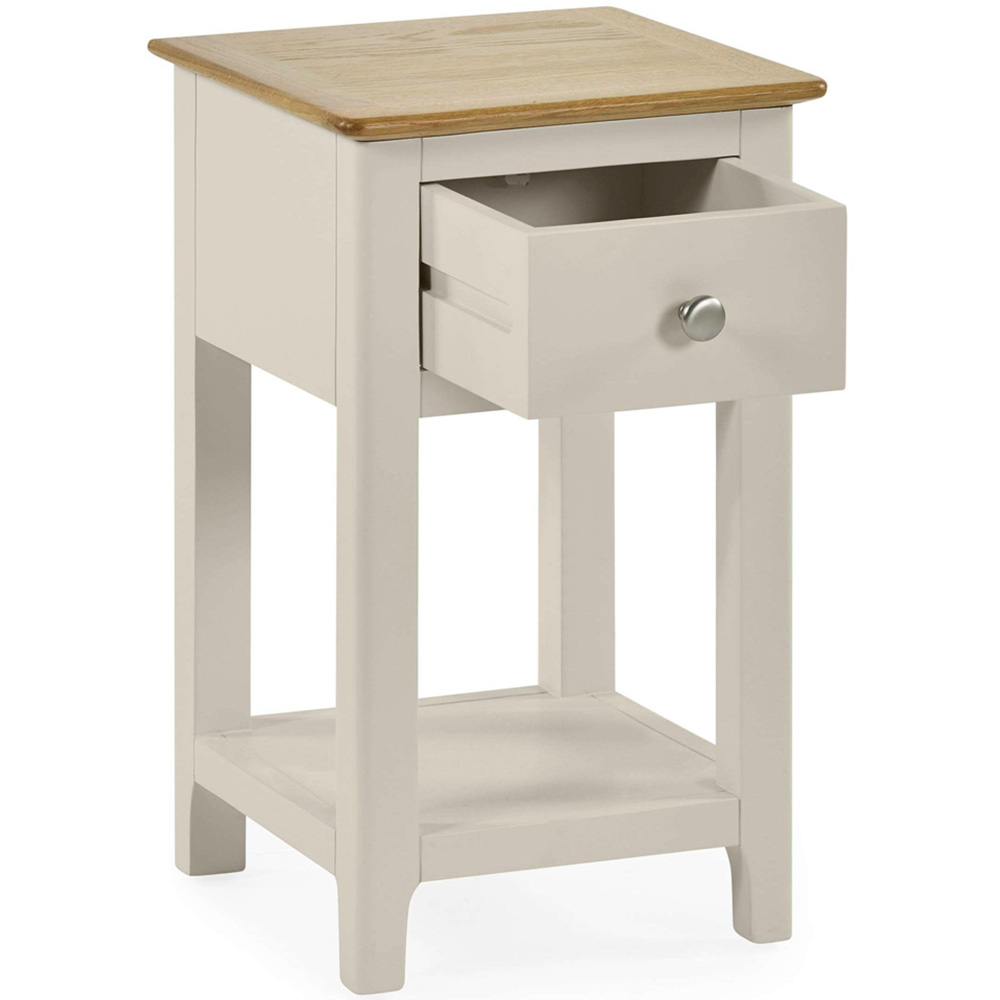 Julian Bowen Somerset Single Drawer Single Shelf Truffle Grey and Oak Compact Bedside Table Image 3