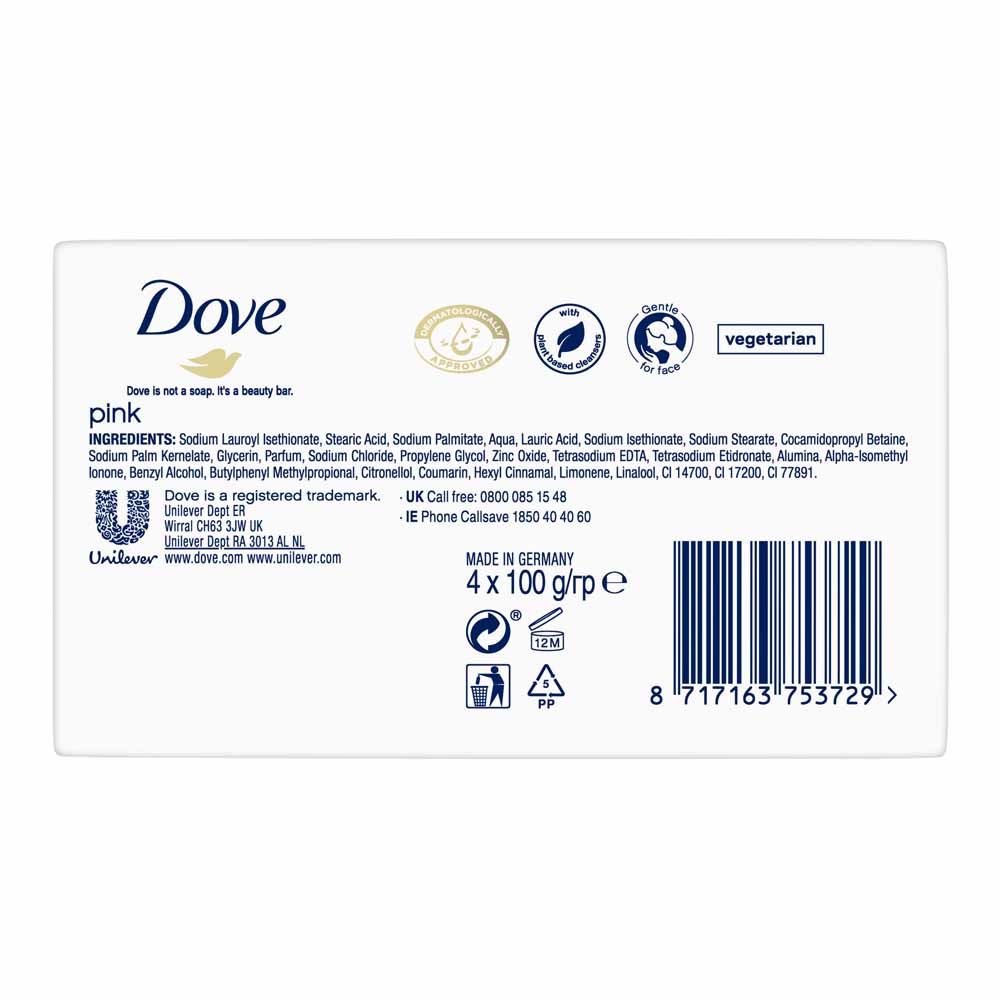 Dove Bar Pink Cream 4 x 100g Image 3