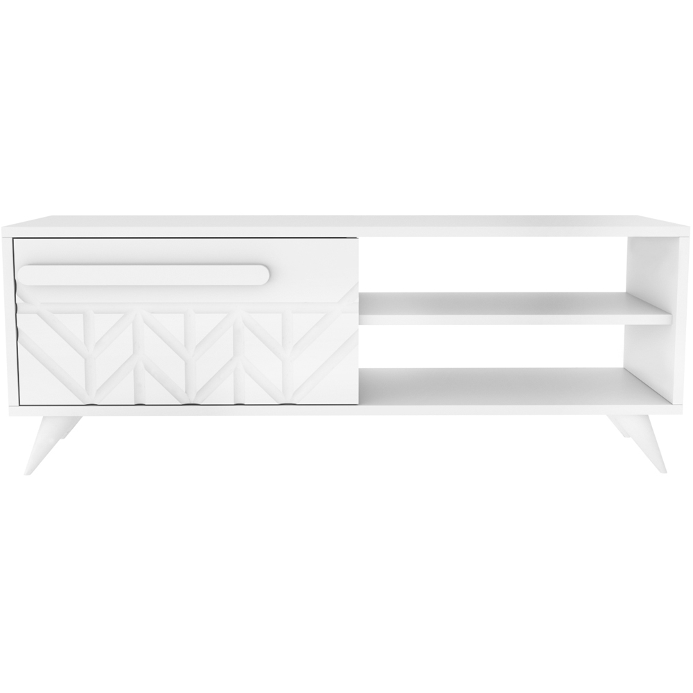 Decorotika Venice Single Door 2 Shelf White TV Unit Image 2