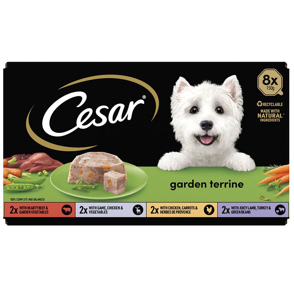 Cesar Garden Terrine Selection Dog Food Trays 150g Case of 3 x 8 Pack Image 3