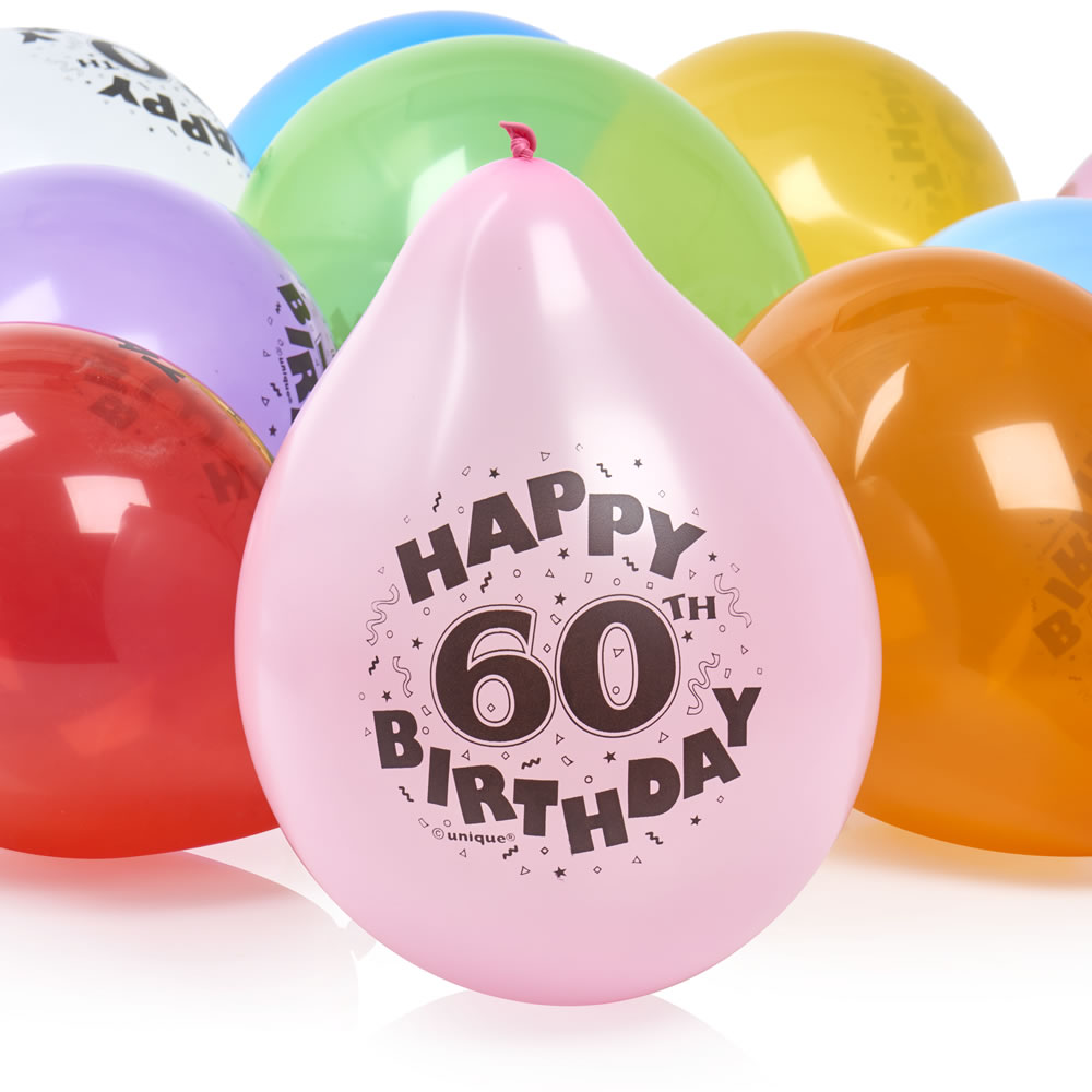 Wilko 60th Birthday Balloons 10 pack Image