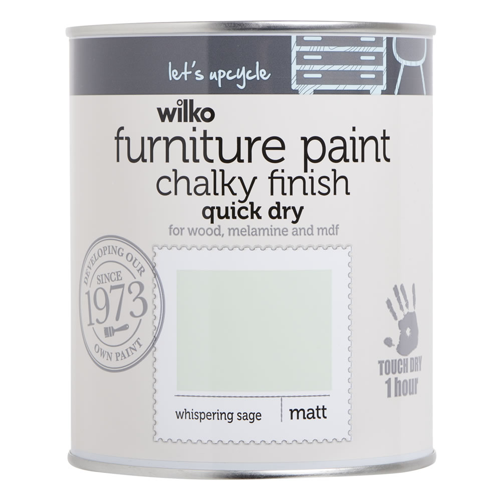 Wilko Chalky Finish Furniture Paint Whispering Sage 750ml Image