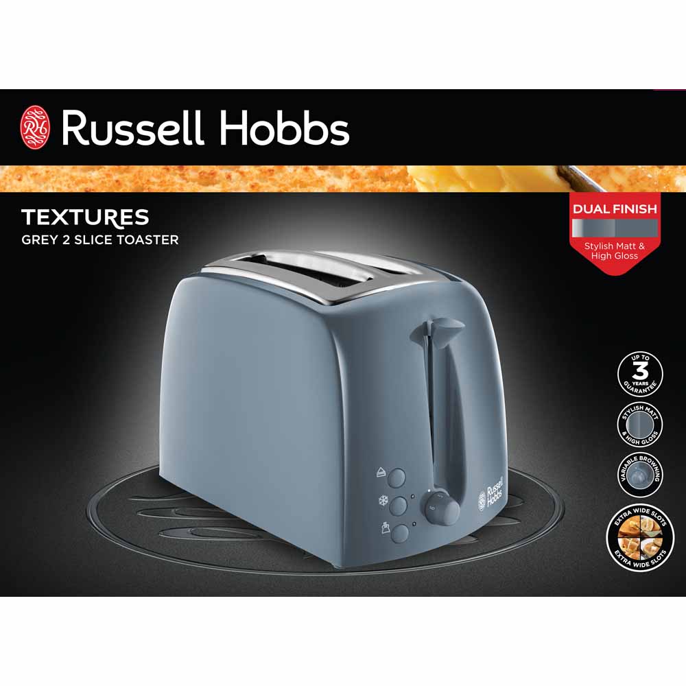 Russel Hobbs Grey Textures 2 Slice Toaster Wilko