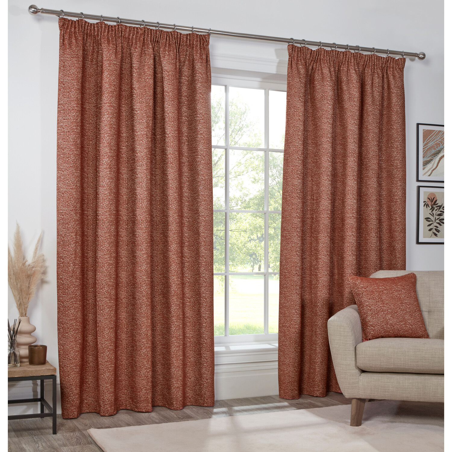 Montreal Chenille Taped Curtain  - Rust / 168cm / 229cm Image 2