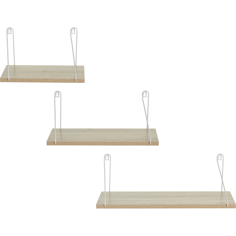 Wilko Set 3 Light Oak Shelves Wilko