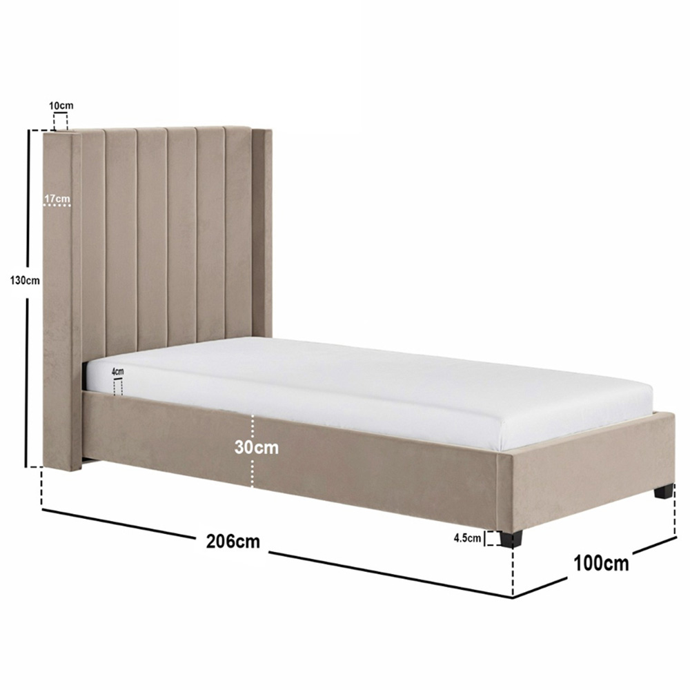 Flair Tiggy Single Beige Velvet Ottoman Bed Image 7