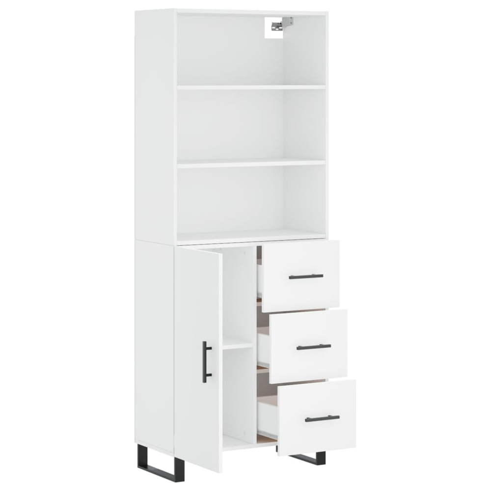 vidaXL Single Door 3 Drawer 3 Shelf White Highboard Image 4