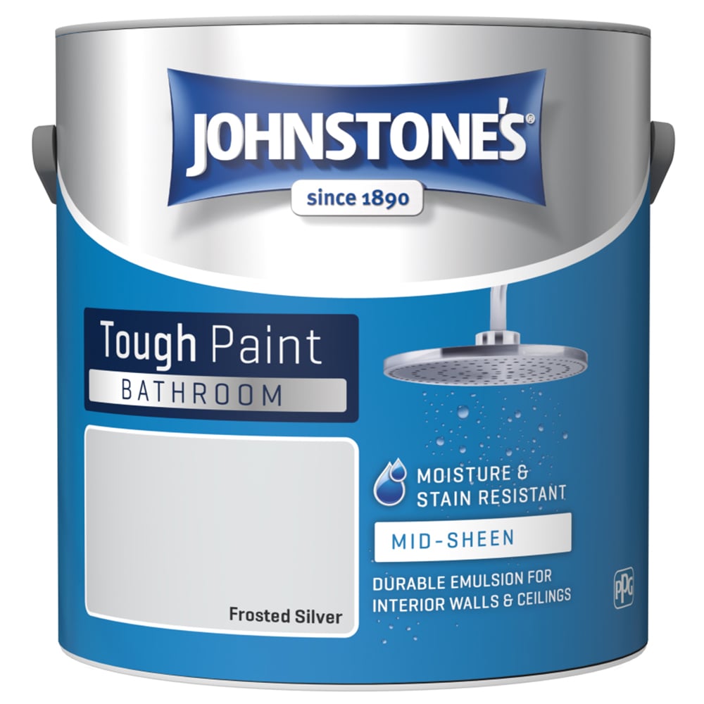 Johnstone's Bathroom Frosted Silver Mid Sheen Emulsion Paint 2.5L Image 2