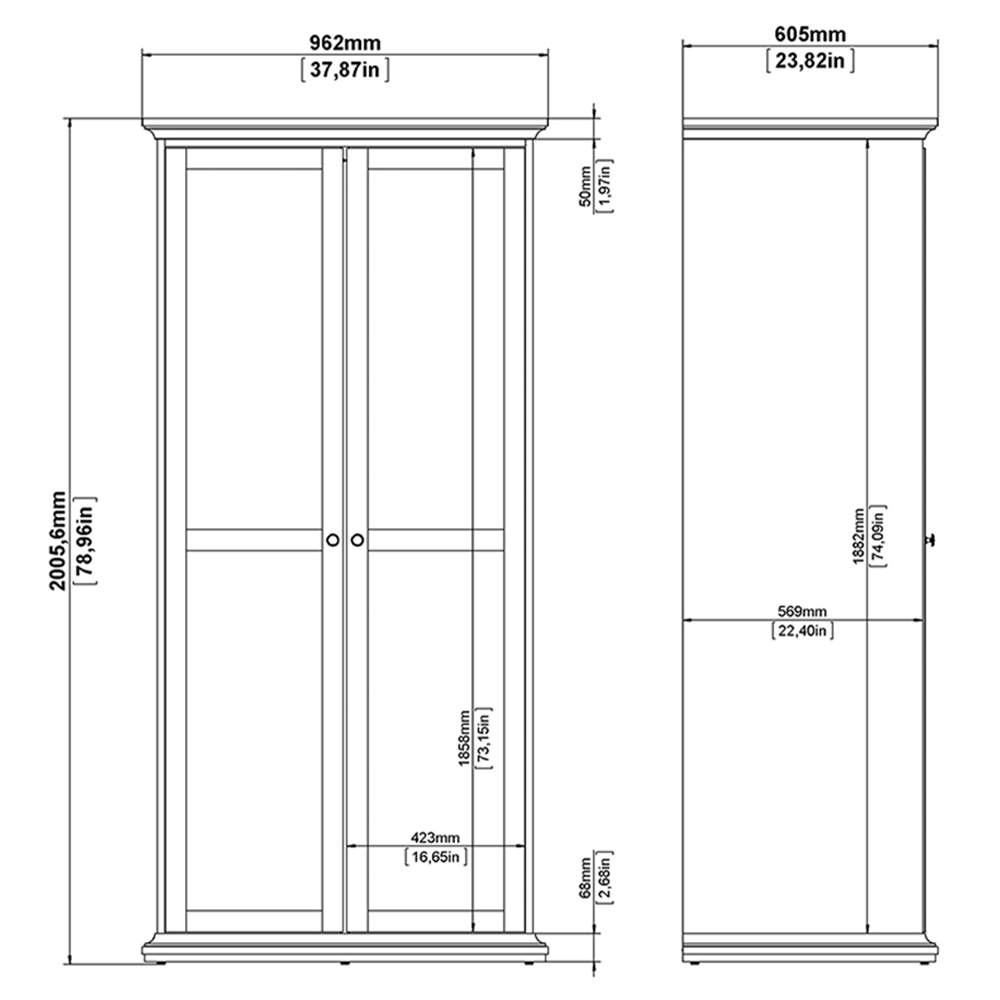 Florence Paris Matt Grey 3 Piece Bedroom Furniture Set Image 7