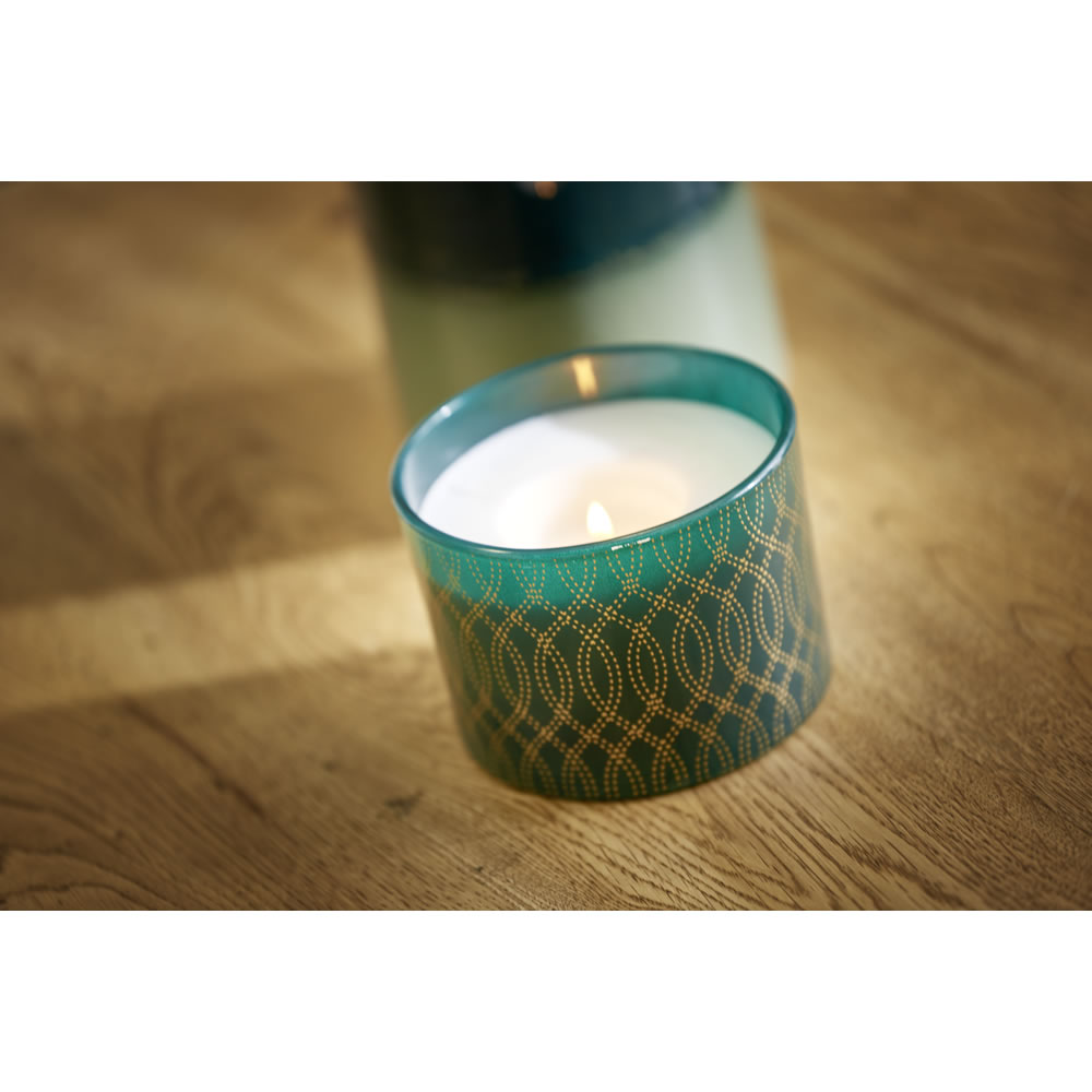 Wilko Large Green and Gold Candle Image 5