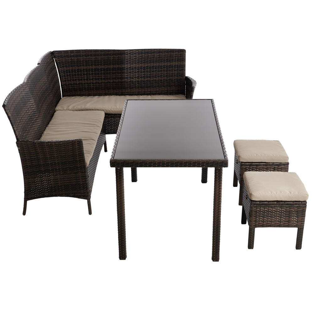 Wilko Palma Rattan Effect Garden Corner Dining Set Image 5