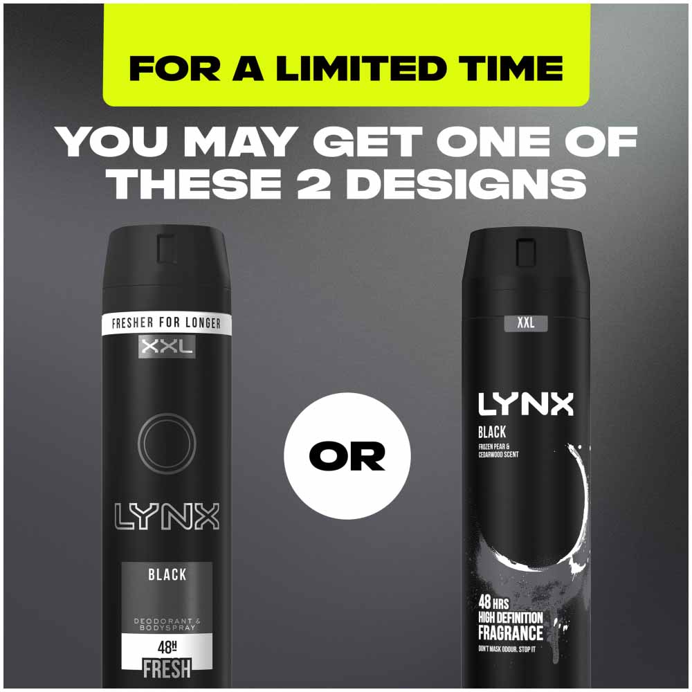 Lynx XXL Black 48 Hour Fresh Deodorant and Bodyspray 250ml Image 4
