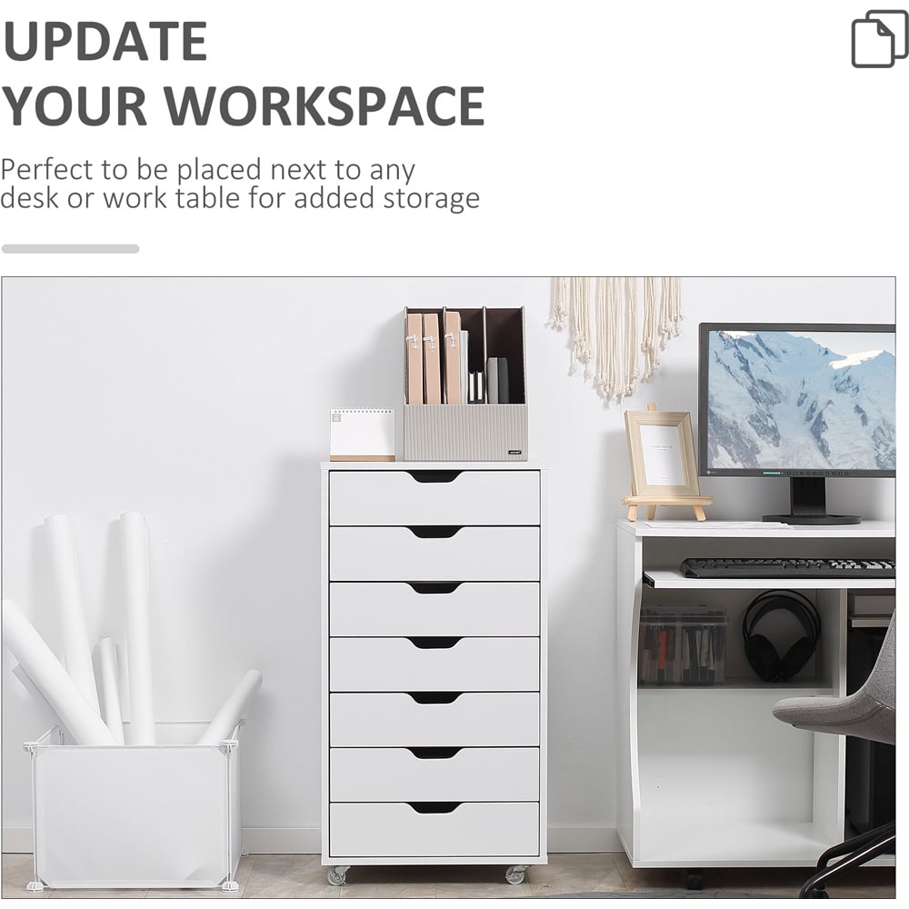 Portland Vinsetto 7 Drawer White Vertical Filing Cabinet Image 6