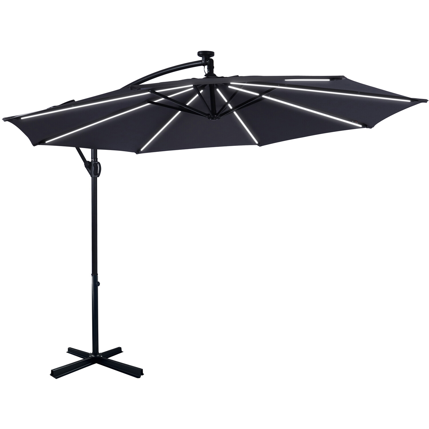 3m Parasol with Removable LED Lights Grey Image 4
