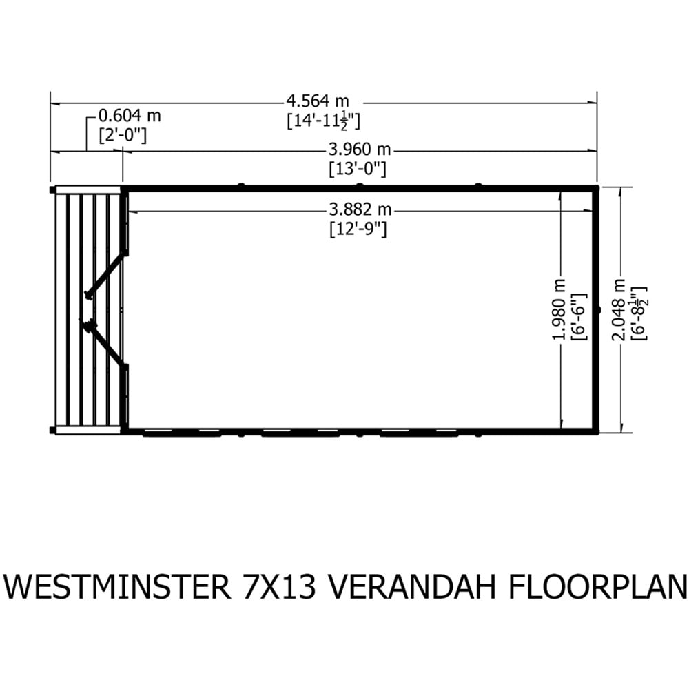 Shire Westminster 13 x 7ft Double Door Summerhouse with Veranda Image 3