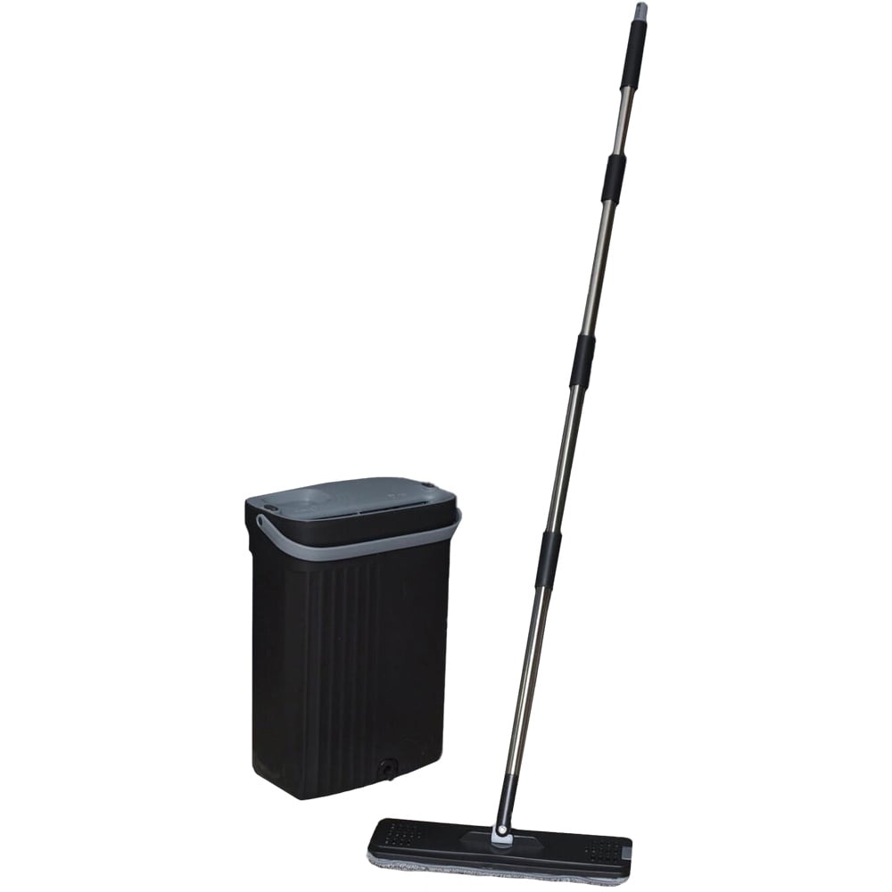 Flat Squeeze Mop and Bucket - Black Image 1