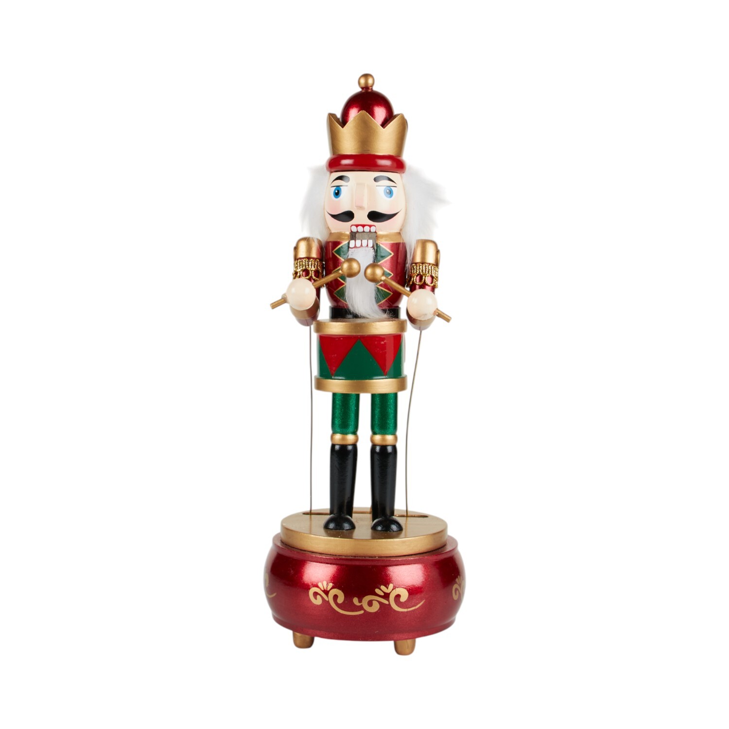 Musical Nutcracker Playing the Drum Ornament Red Image 1