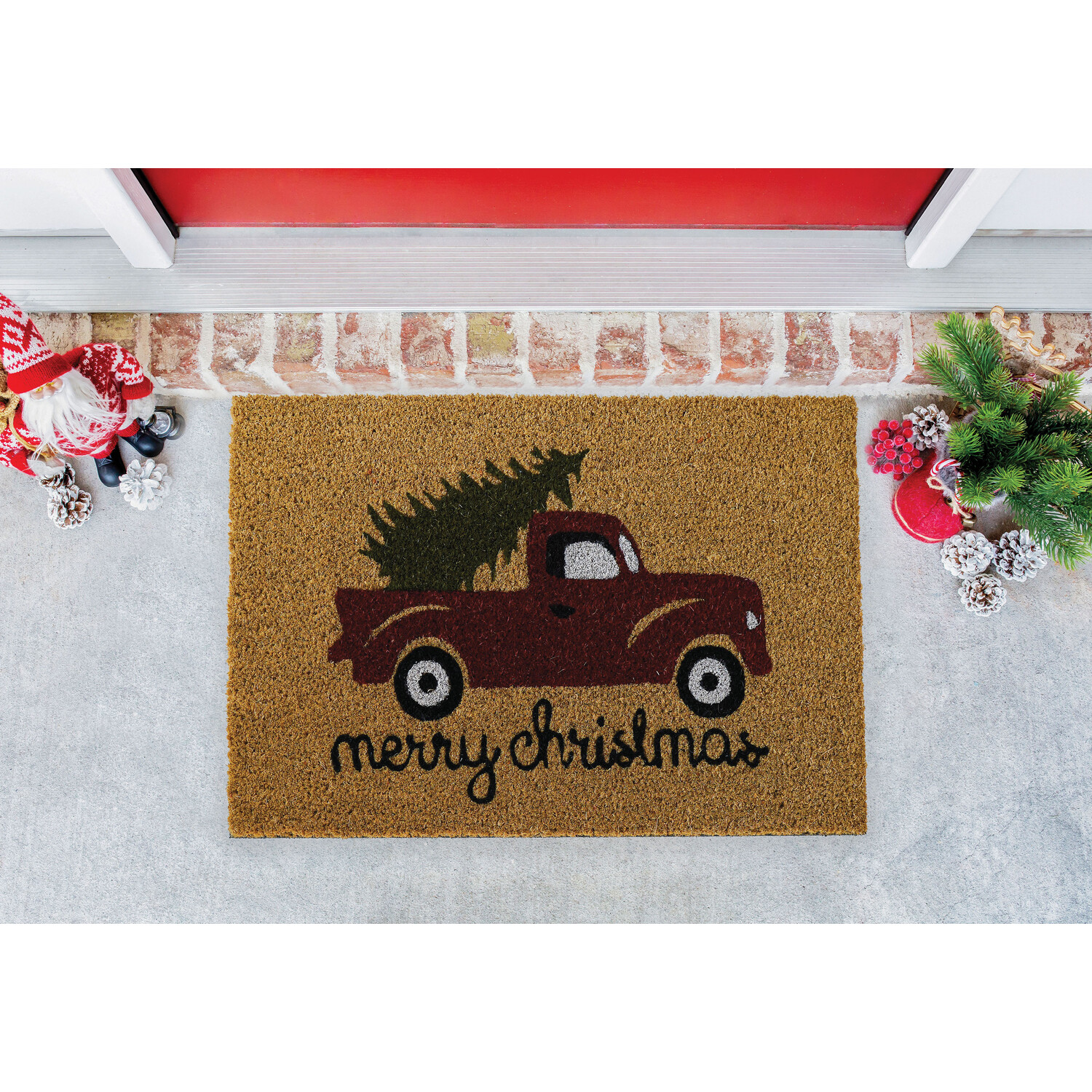 Christmas Printed Coir Door Mat - Brown Image 3