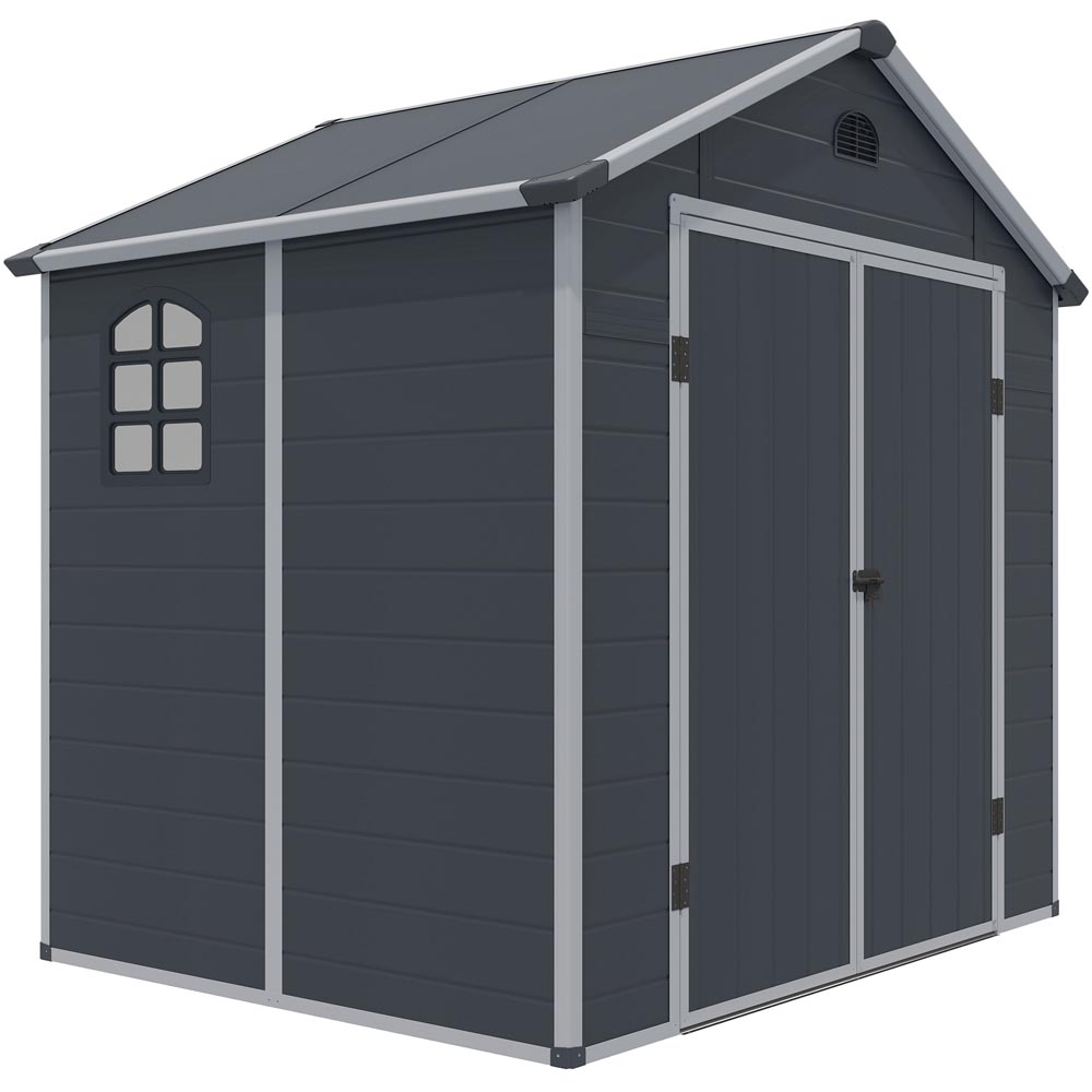 Rowlinson 8 x 6ft Dark Grey  Airevale Plastic Garden Shed Image 1