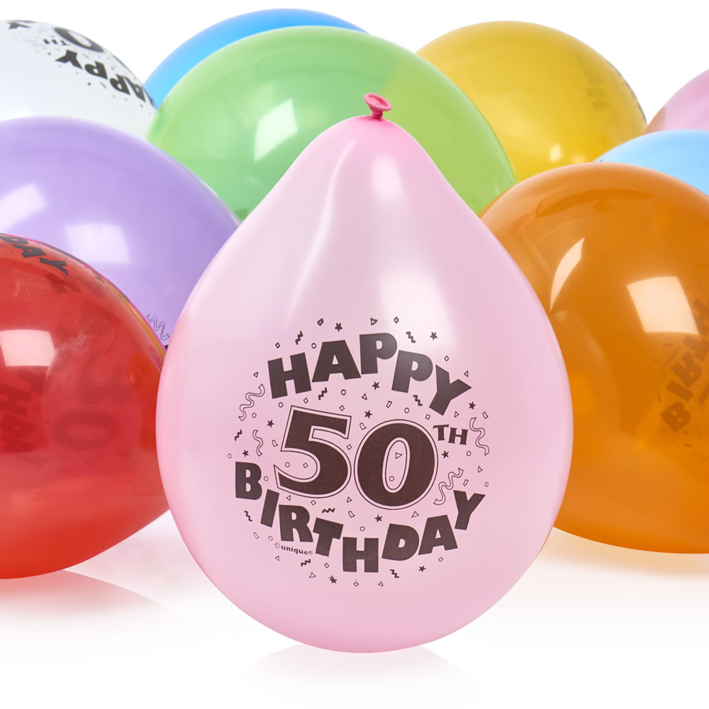 Wilko 50th Birthday Balloons 10 pack Image