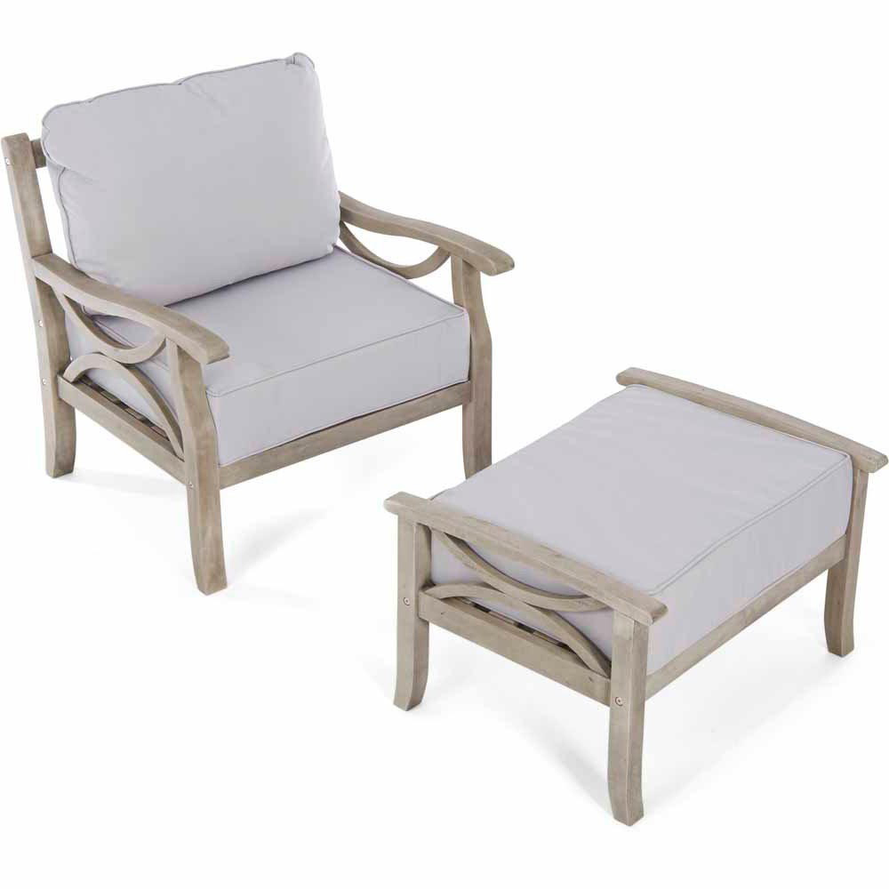Greenhurst Light Grey Armchair and Footrest Image 2