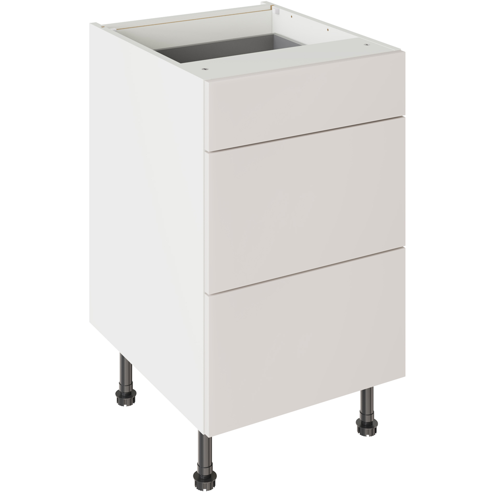 Kitchen Kit Slab Matt Light Grey 3 Drawer Base Kitchen Cabinet Flatpack 500mm Image 1