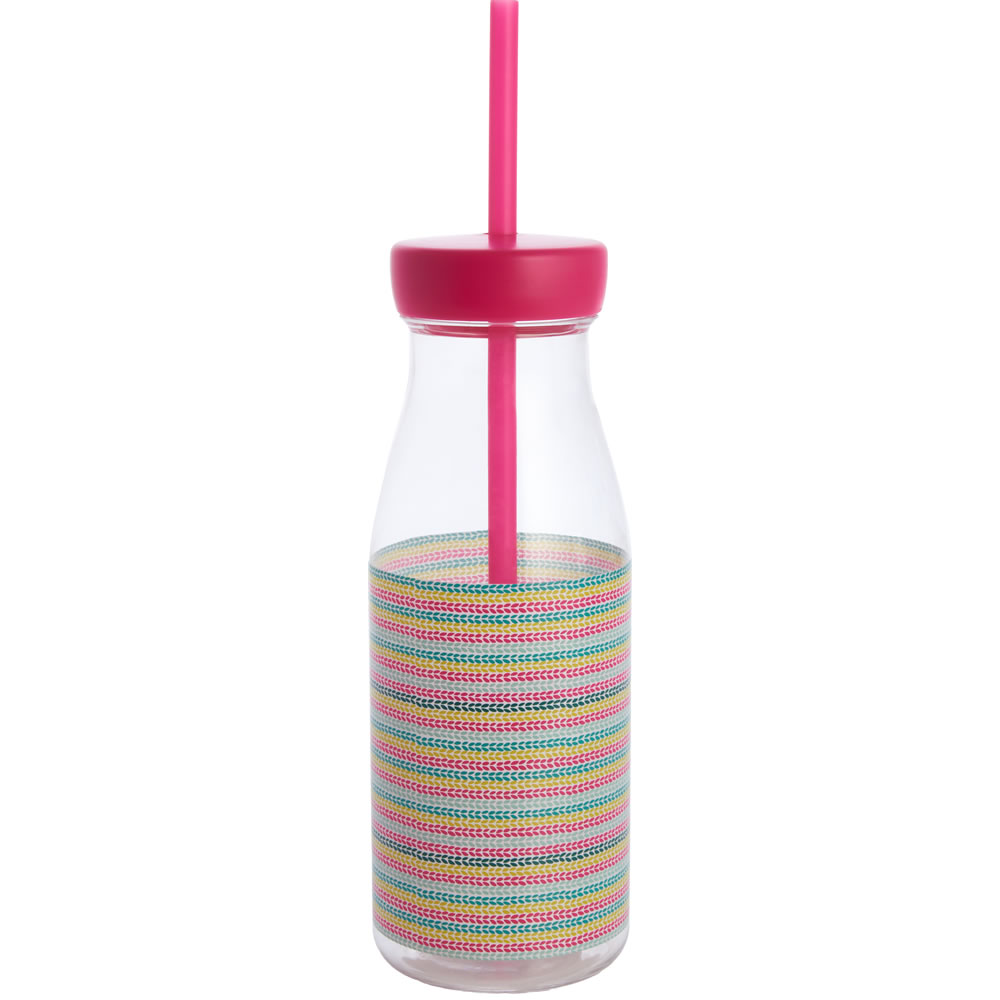 Wilko Tropical Acrylic Bottle with Straw Wilko