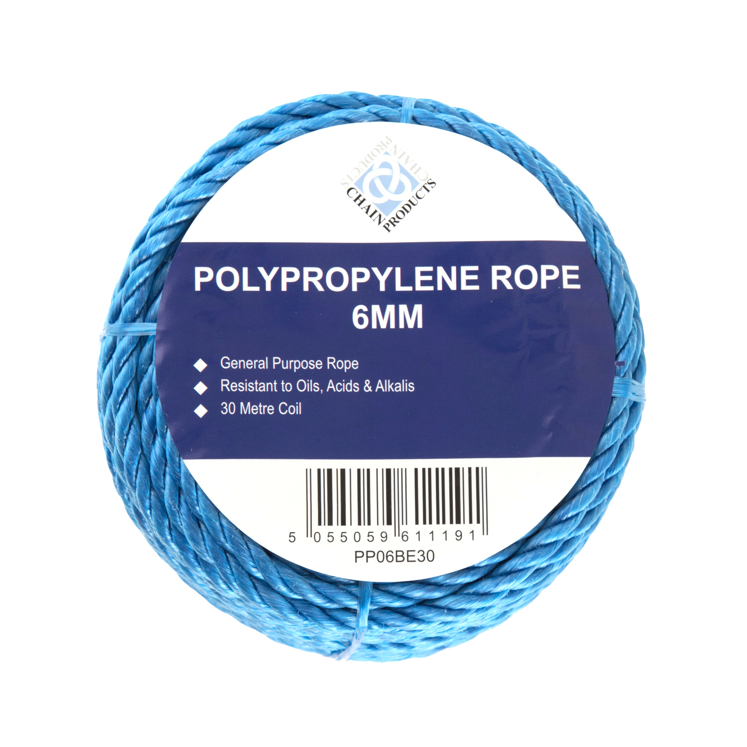 Chain Products 6mm x 30m Blue Stranded Polypropylene Rope Image