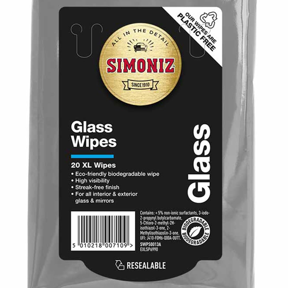 Simoniz Biodegradable XL Glass Wipes 20 Pack   Image 2