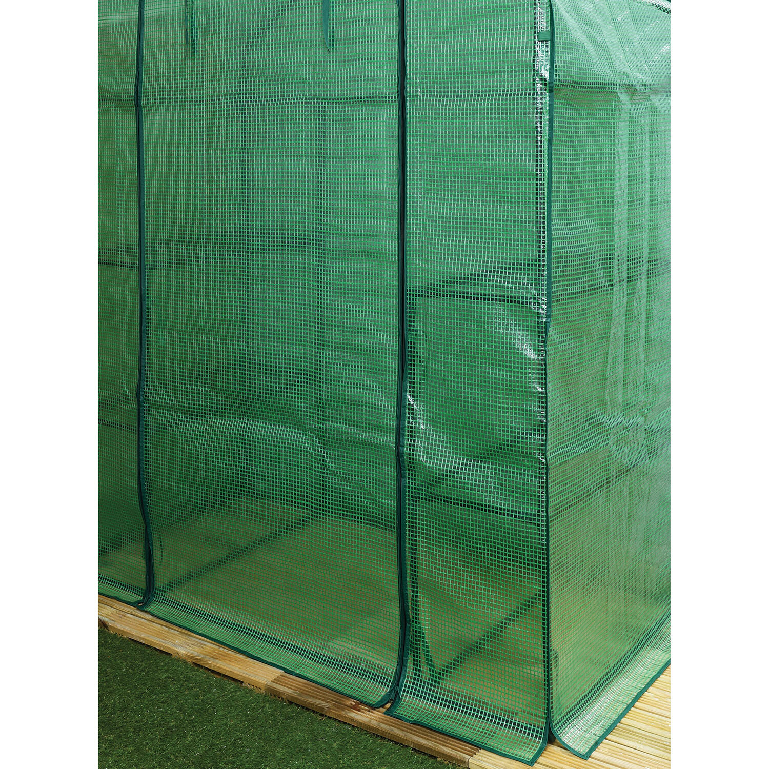 Walk in Greenhouse with PE Mesh Cover - Green Image 4
