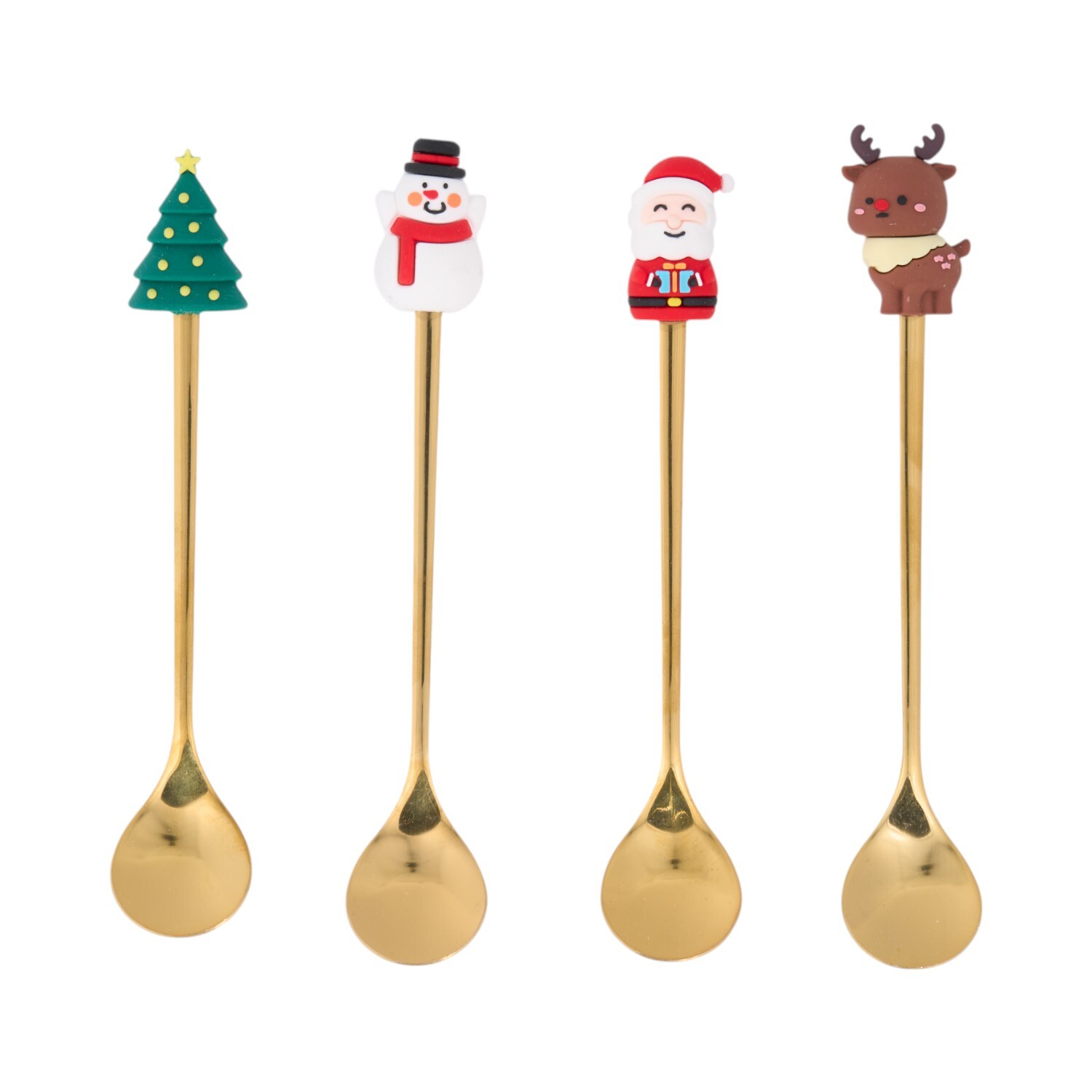 4 Piece Christmas Spoons with Pendant Set Gold Image 1