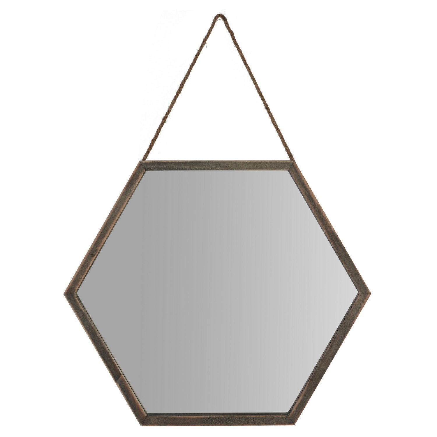 Natural Hexagonal Framed Mirror 44 x 38cm Image 1
