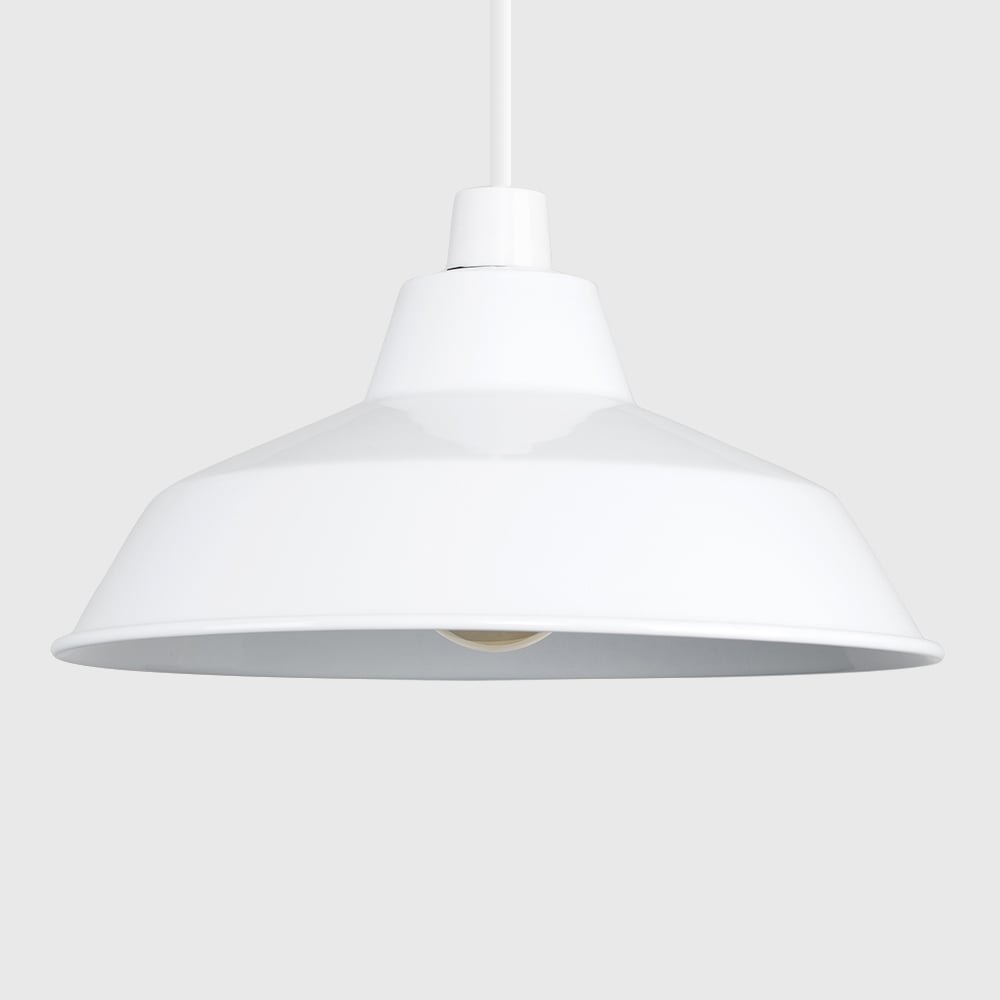 ValueLights Colby White Retro Ceiling Pendant Light Shade Image 2