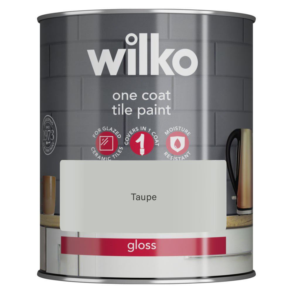 Wiko Taupe Gloss One Coat Tile Paint 750ml Image 2
