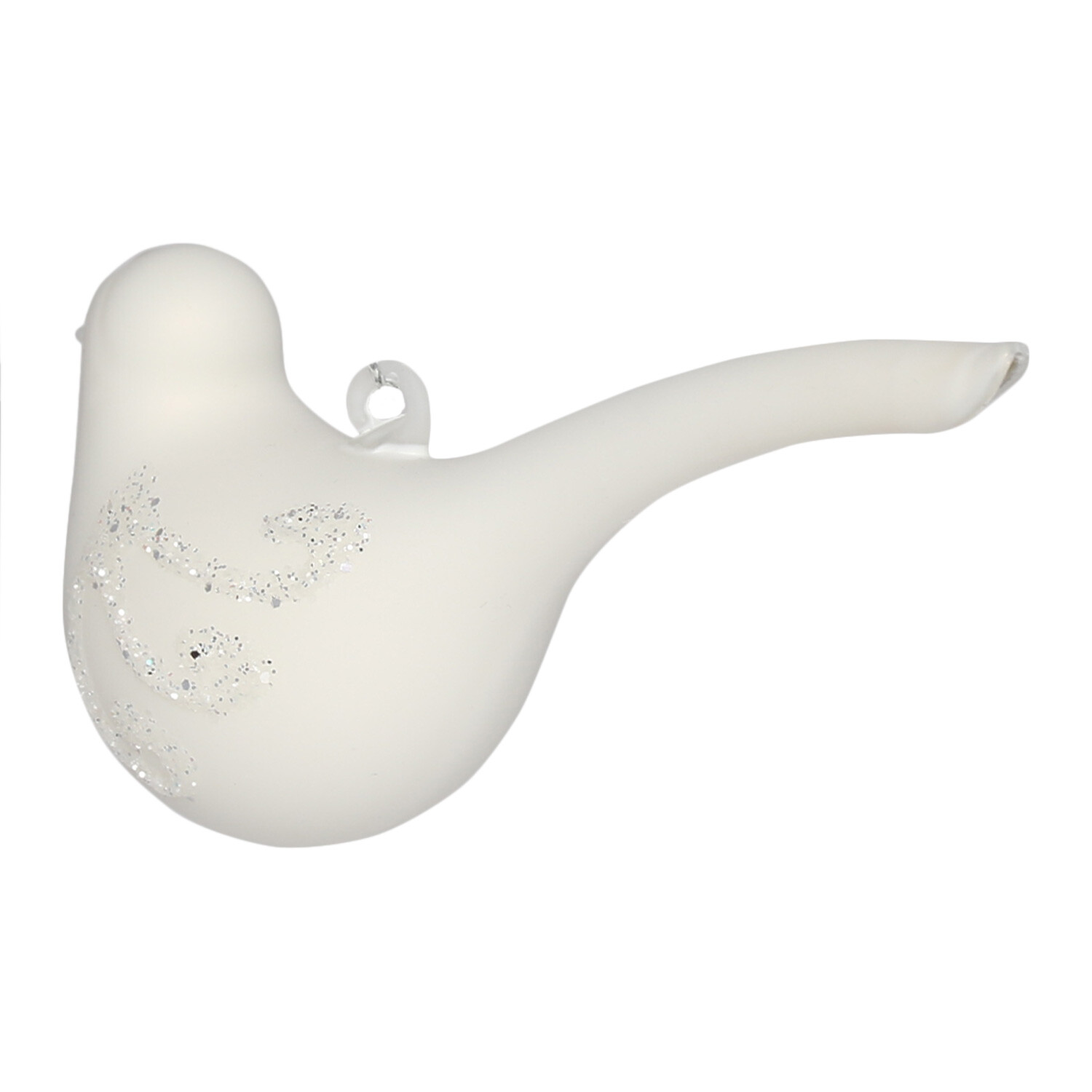Alpine Lodge Matte White Glass Bird Ornament Image