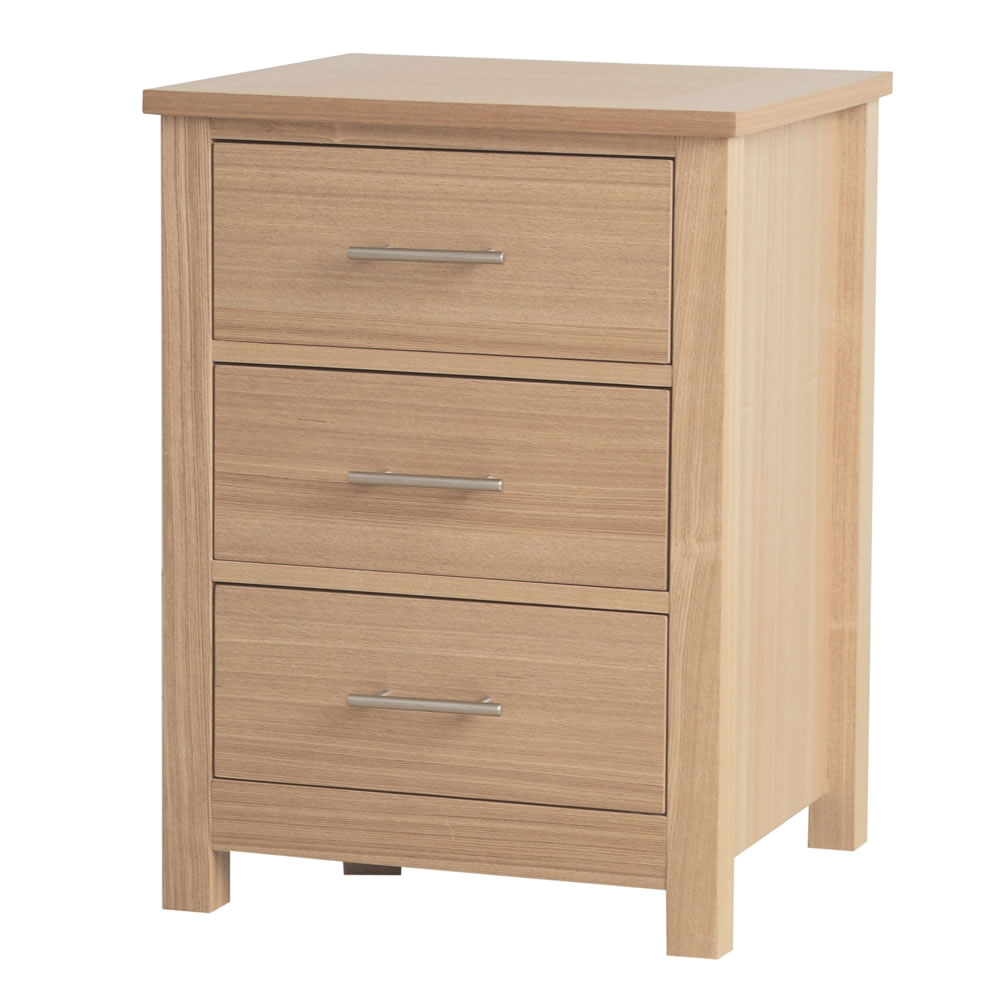 Oakridge 3 Drawer Bedside Wilko