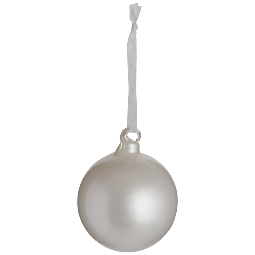 Wilko 4 Pack Frost and White Glass Baubles Image 5