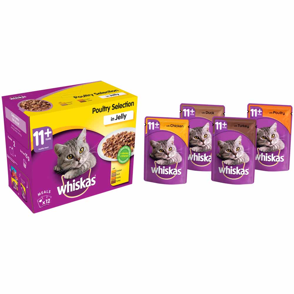 Whiskas 11+ Super Senior Cat Food Pouches Poultry Selection in Jelly 12 x 100g Image 3