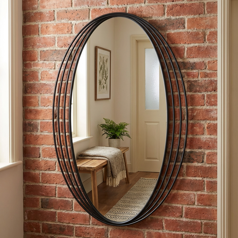 Black Swirl Oval Mirror Image 7