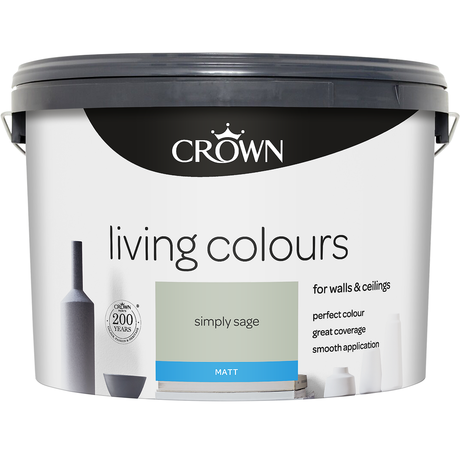 Crown Living Colours Matt Emulsion Paint 10L - Simply Sage Image 2