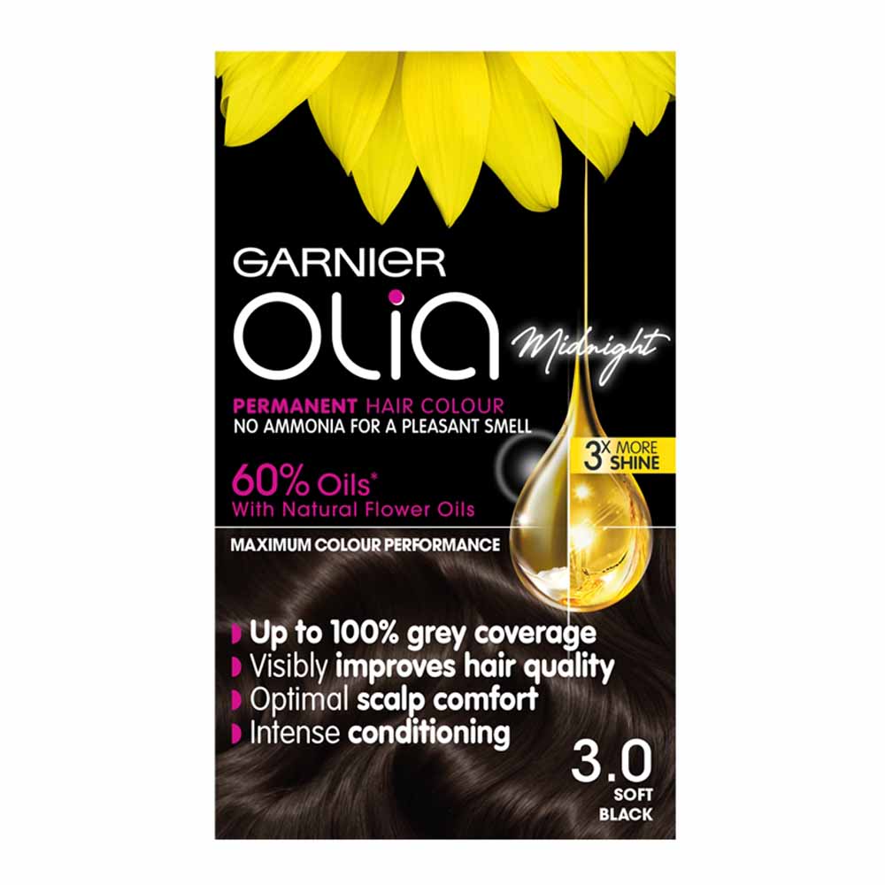 Garnier Olia 3.0 Soft Black Permanent Hair Dye Image 1