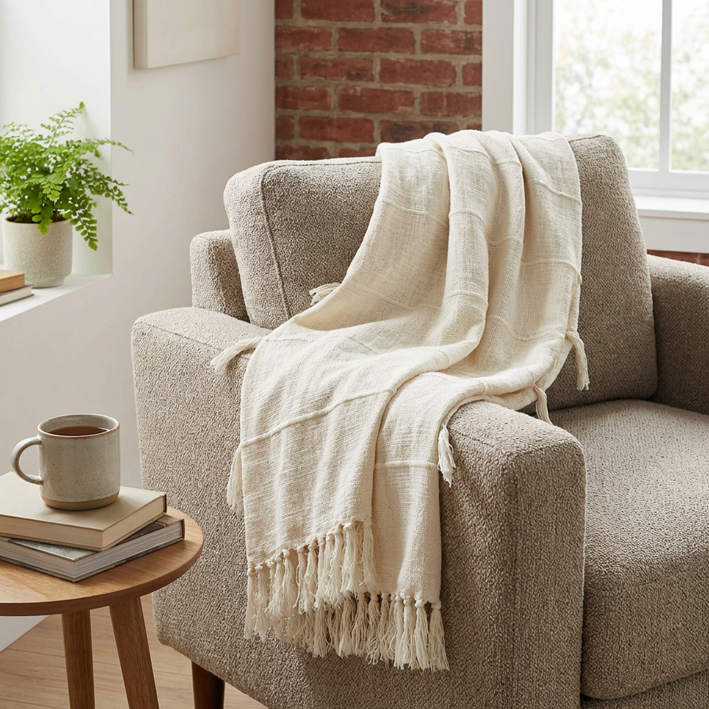 Eboni Tassel Throw - Natural Image 3