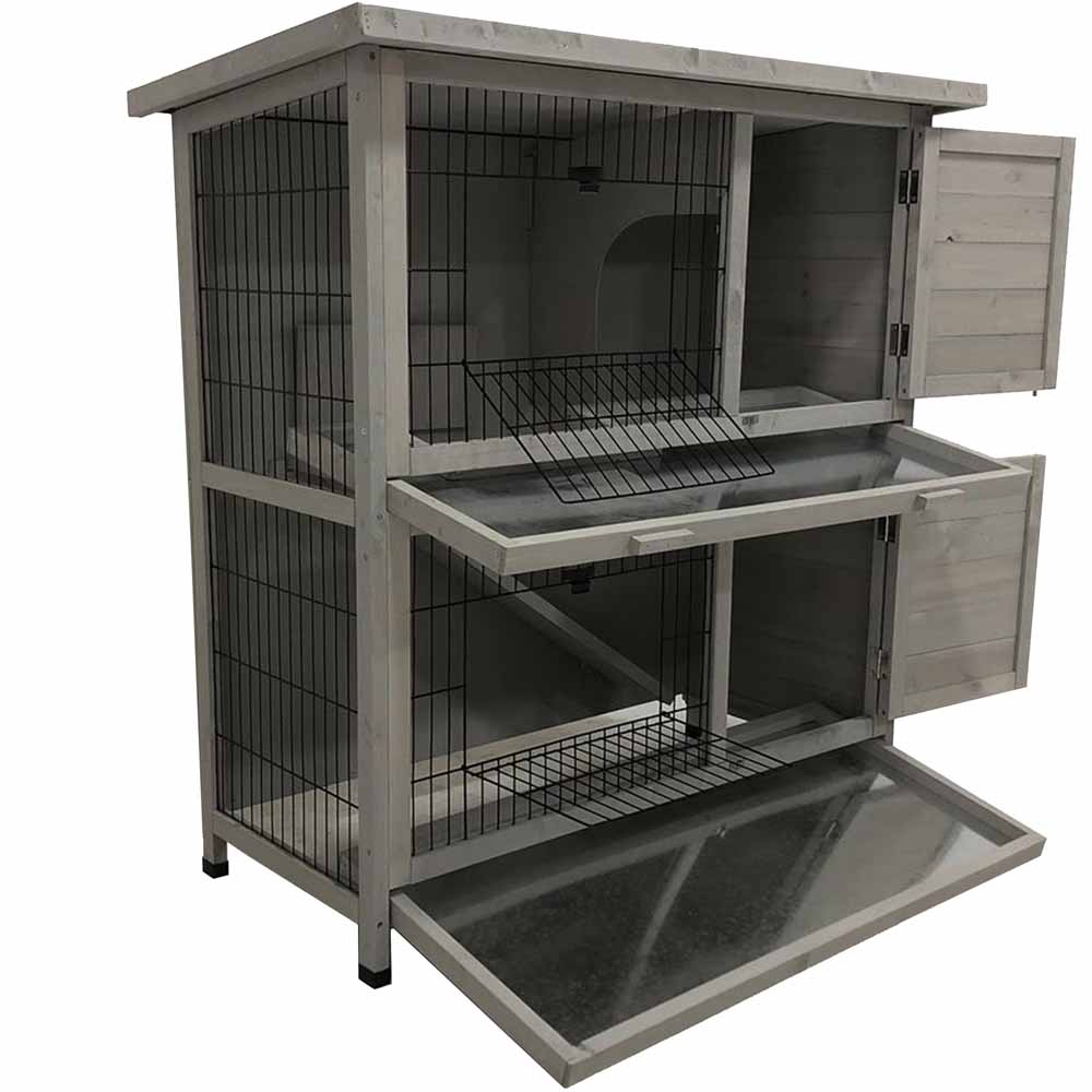 Charles Bentley Grey Two Storey Pet Hutch Image