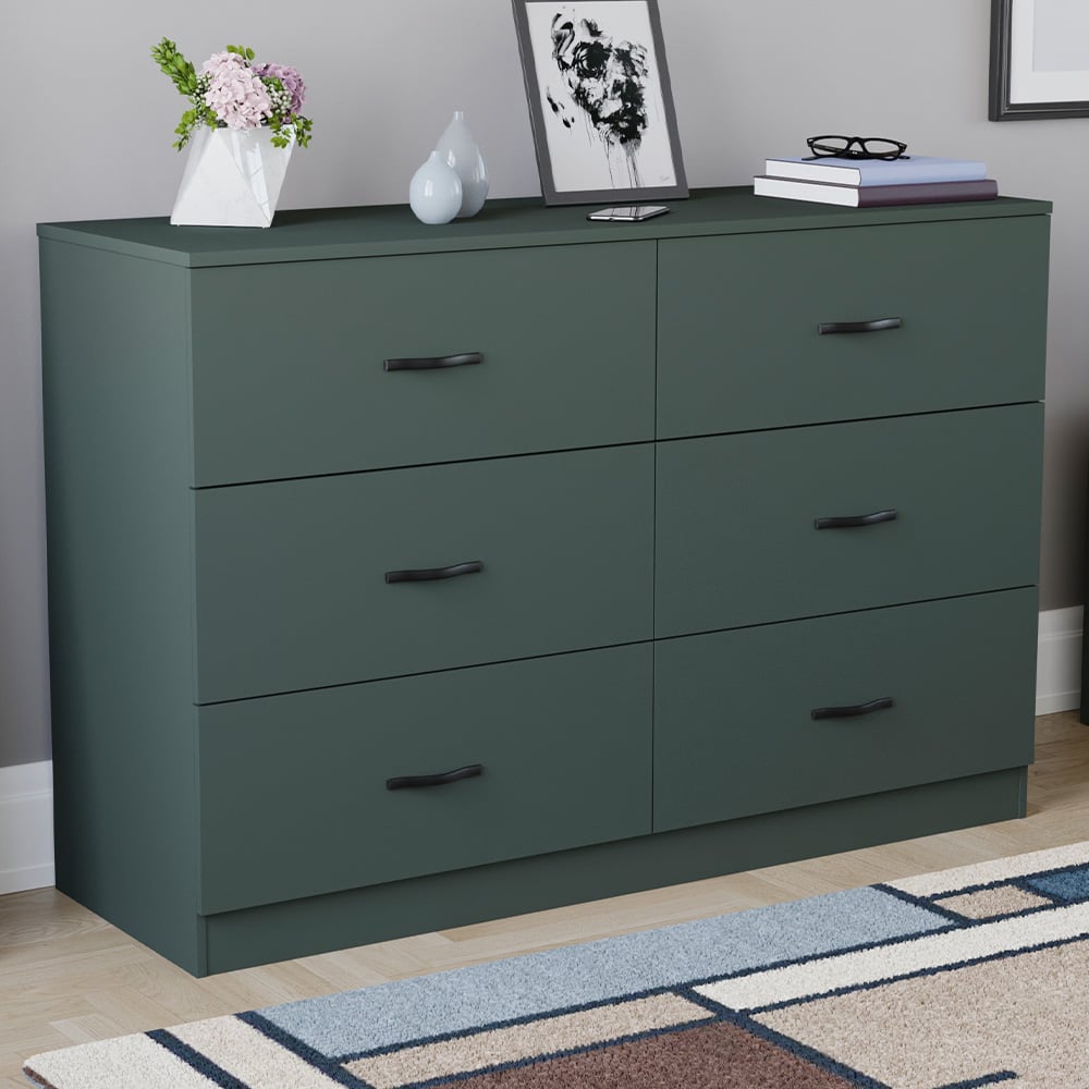 VIDA DESIGNS Riano 6 Drawer Jasper Green Chest of Drawers Image 1