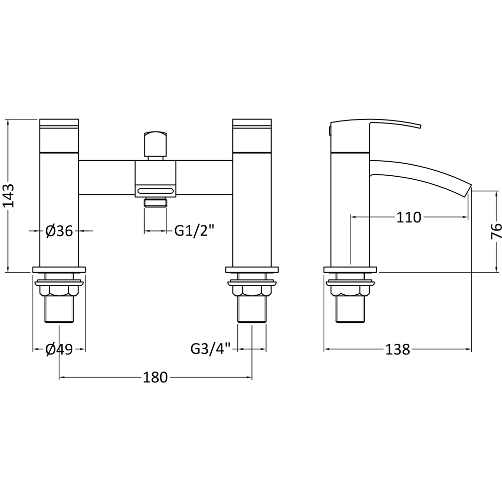 nuie Chrome Bath Shower Mixer Image 2