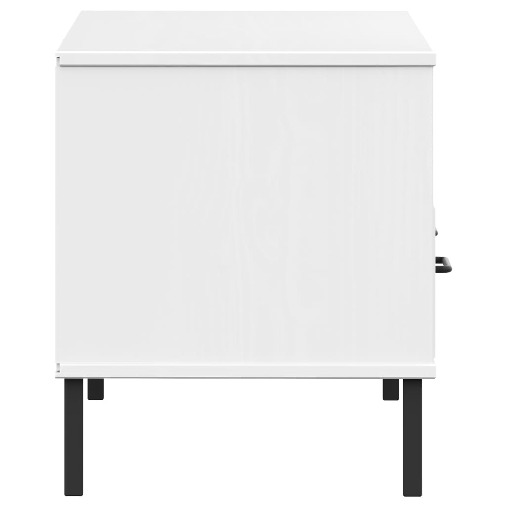vidaXL 2 Drawer Single Shelf White Solid Pine Wood TV Cabinet Image 6