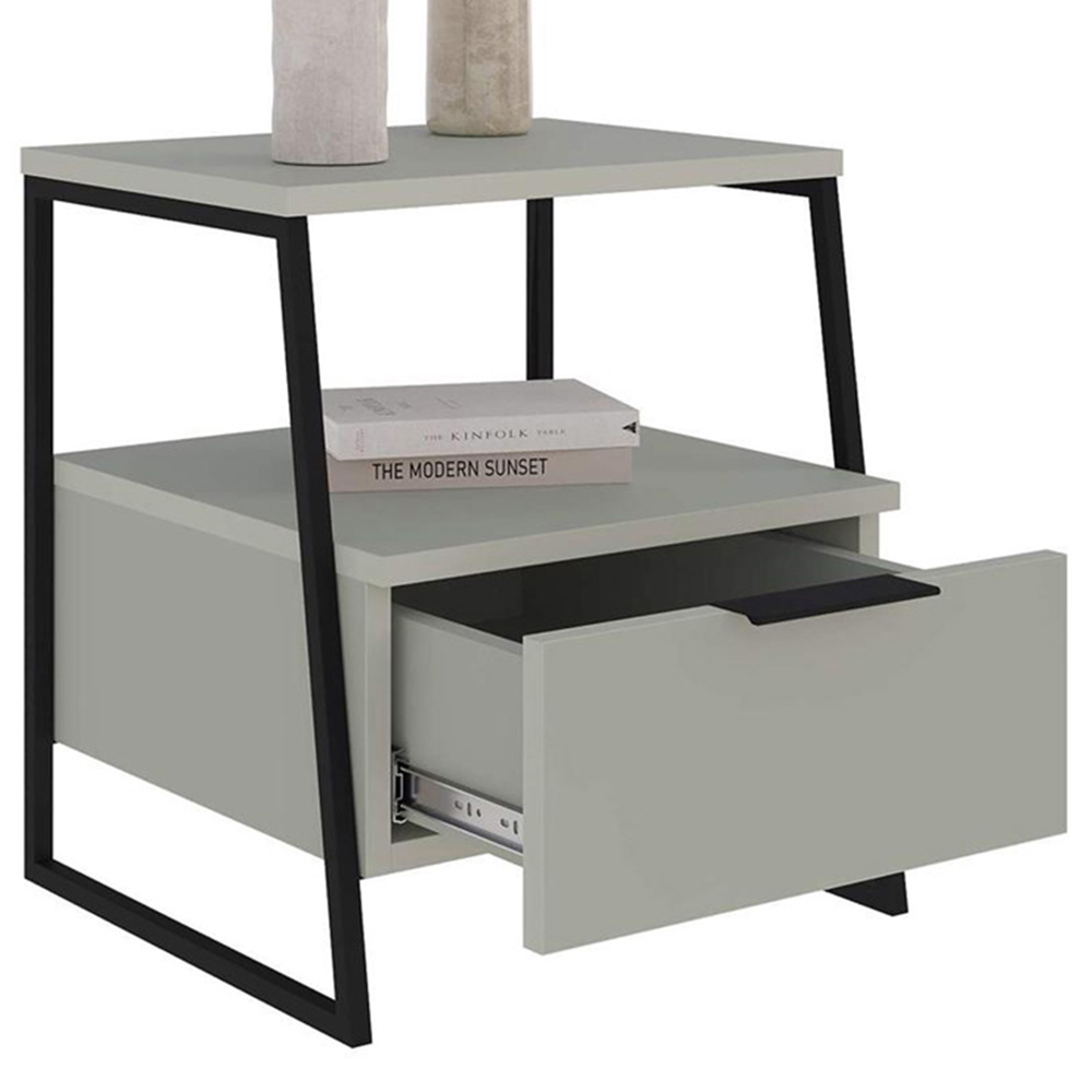 FWStyle Pal Single Drawer Ash Green Bedside Table Image 3