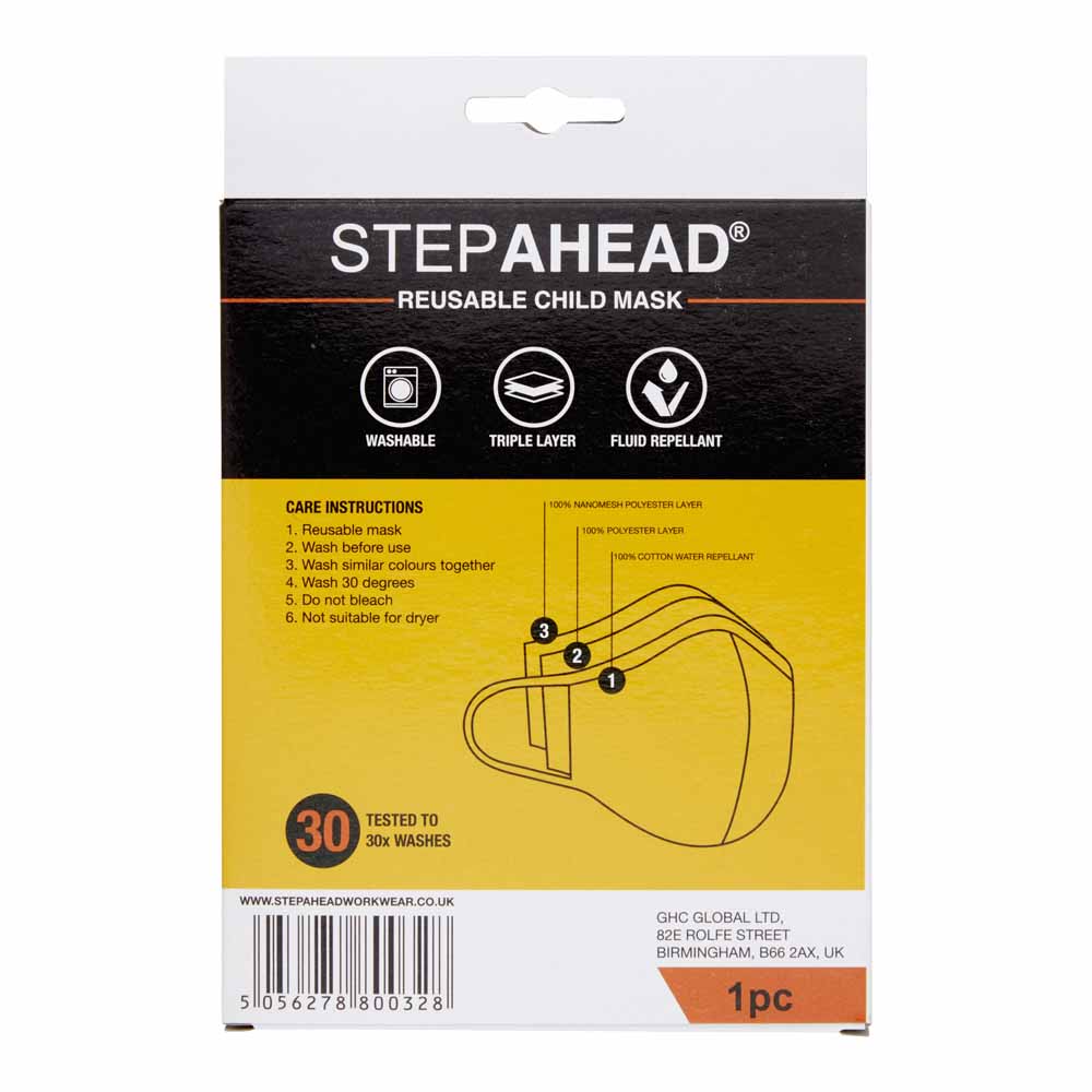 STEP AHEAD CHILD Reusable Face Mask Pink Image 2