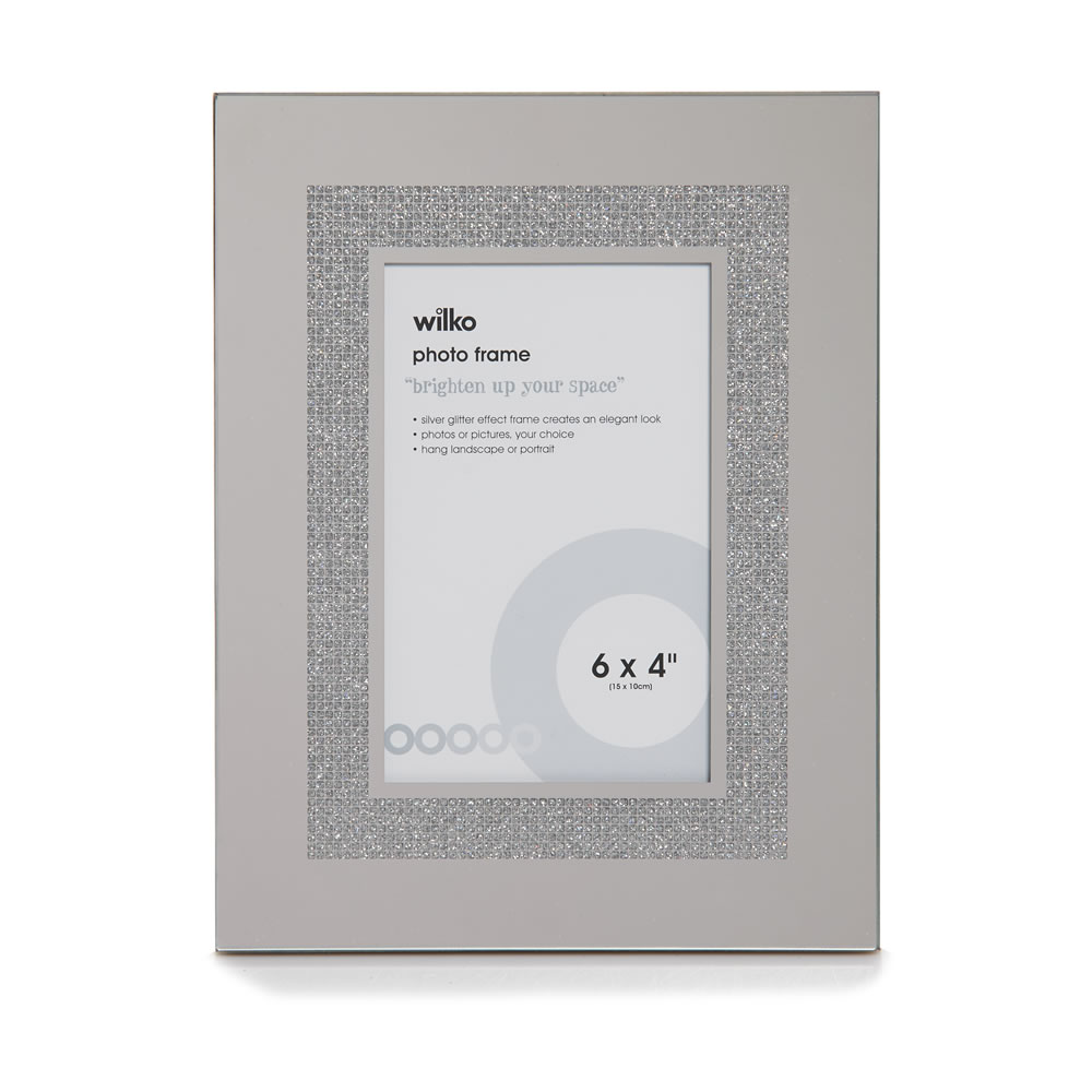 Wilko Silver Glitter Photo Frame 6 x 4 Inch Wilko