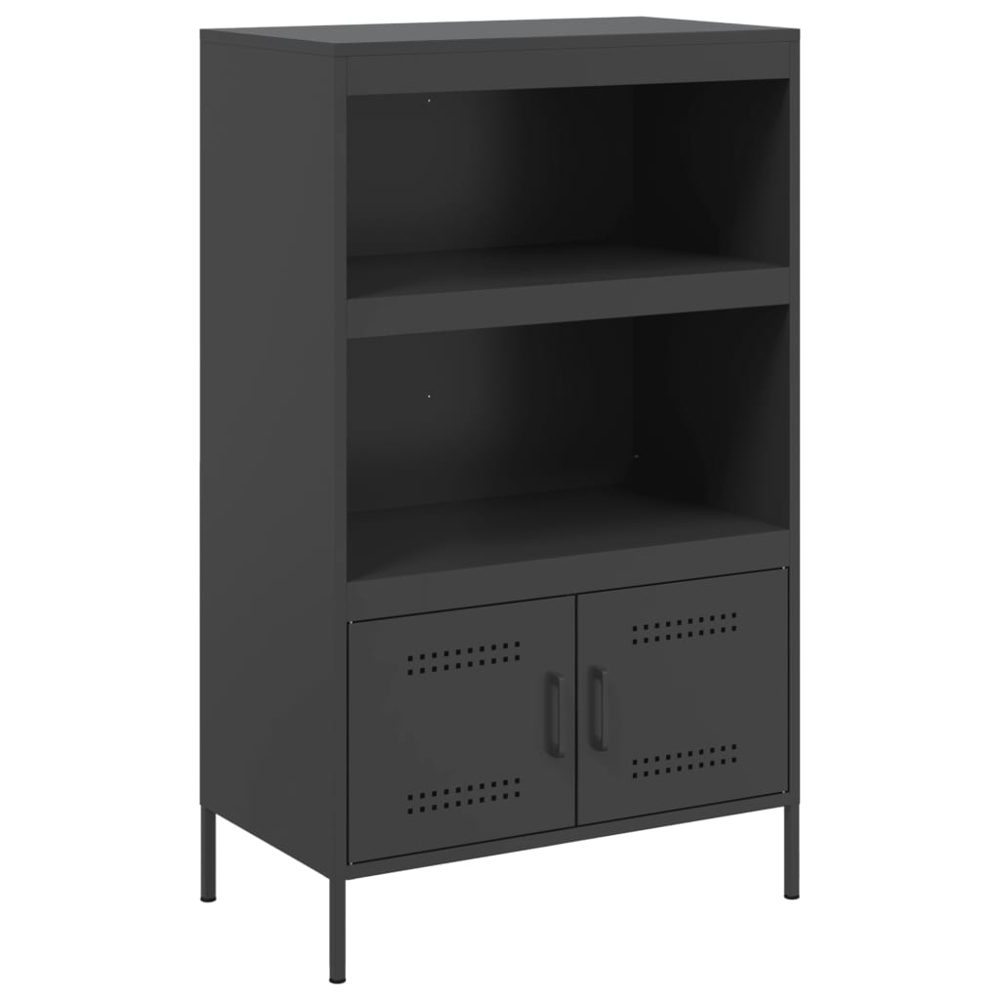 vidaXL 2 Door 2 Shelf Black Steel Highboard Image 2
